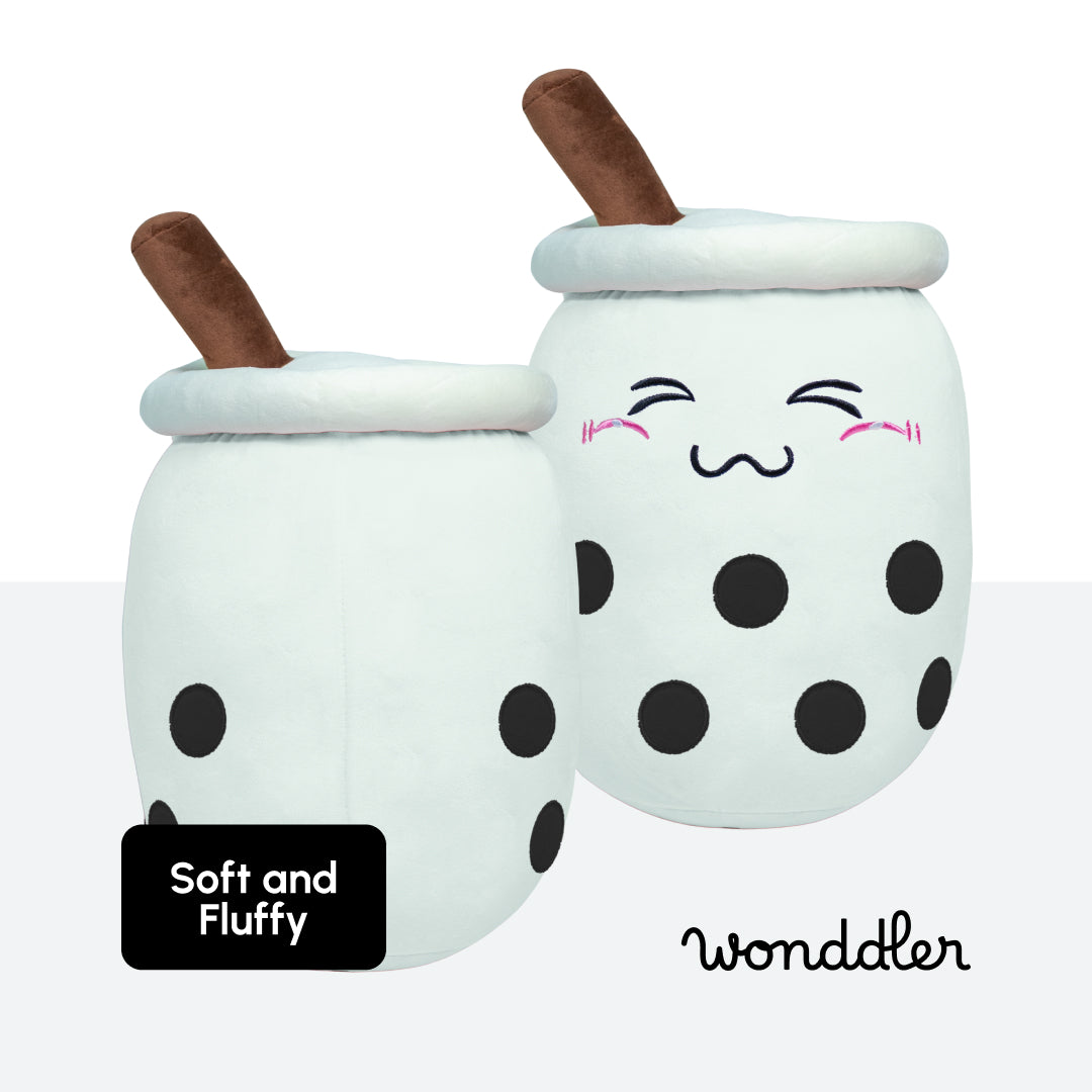 Cartoon Milk Tea Cup Pillow 50CM - Tan Closed Eyes